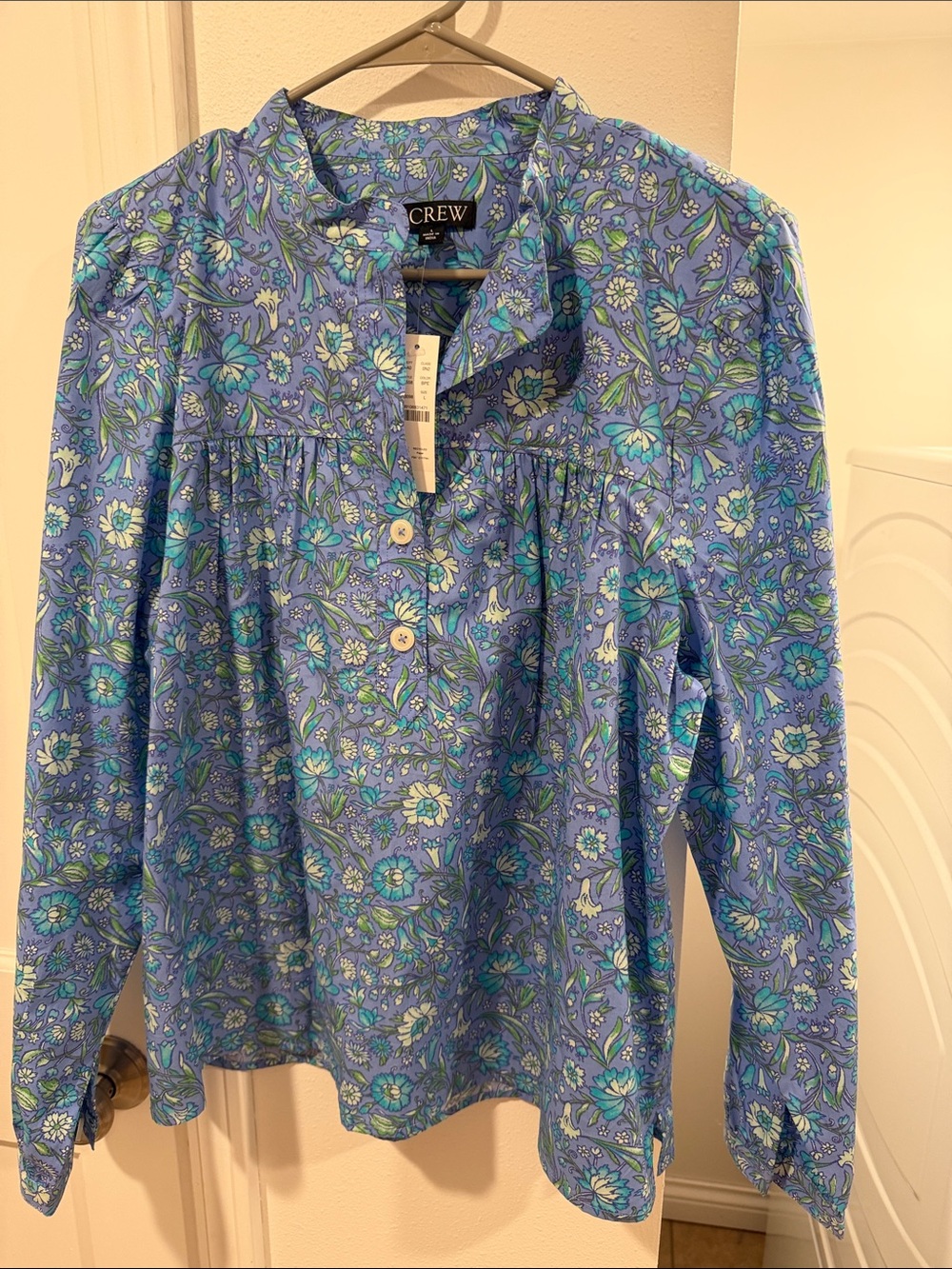 J. Crew Blue Floral Tunic Top